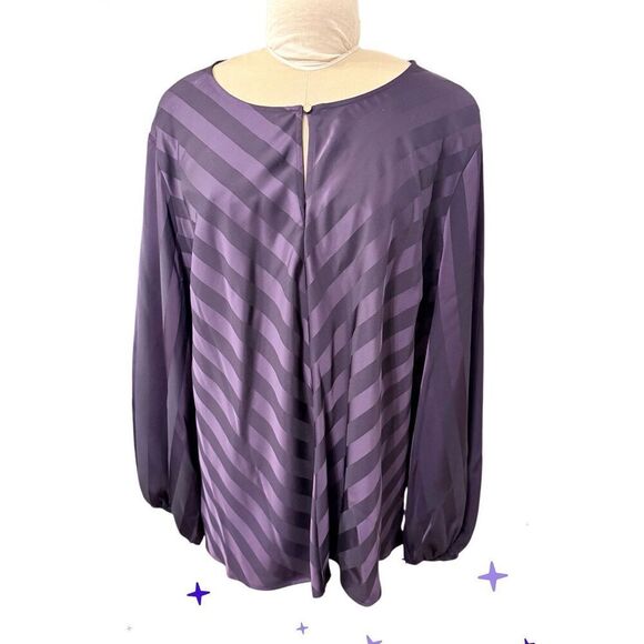 Liz Claiborne Tops - Liz Claiborne Plus Size Blouse Purple Striped Long Sleeve 3X
